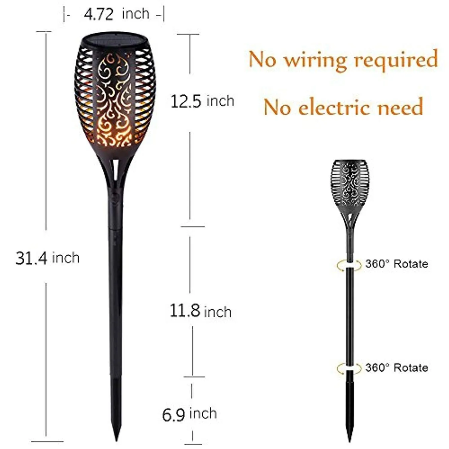 IOO Solar Torch Lights Outdoor Waterproof Dancing Flickering Flames Torches Landscape Decoration Lighting Security Path LED Light for Garden Pathways Yard Patio 4 Pack