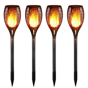IOO Solar Torch Lights Outdoor Waterproof Dancing Flickering Flames Torches Landscape Decoration Lighting Security Path LED Light for Garden Pathways Yard Patio 4 Pack