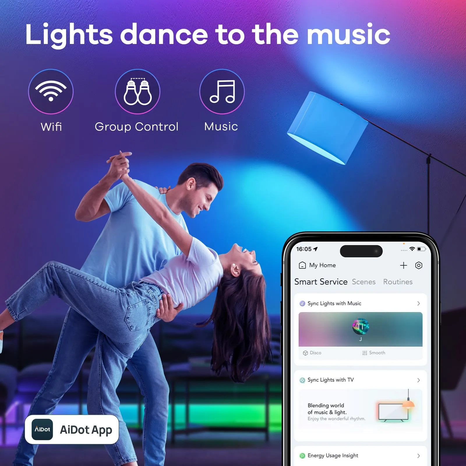 Linkind Matter Smart Light Bulb, WiFi Smart Bulbs, Work with Apple Home, Siri, Alexa, Google Home, SmartThings, RGTBW Color Changing Light Bulbs Mood Light, Music Sync, A19 E26 60W, 2.4Ghz WiFi 6 Pack