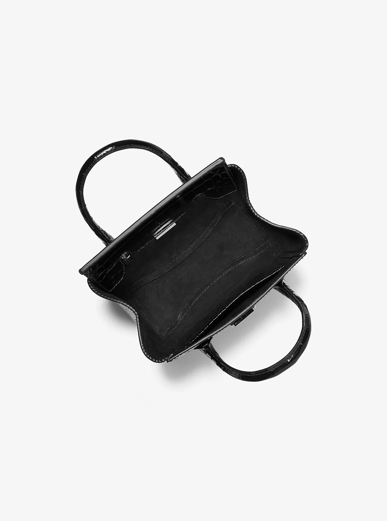 Michael Kors Petite Campbell Satchel in Croc-Embossed Leather, Black
