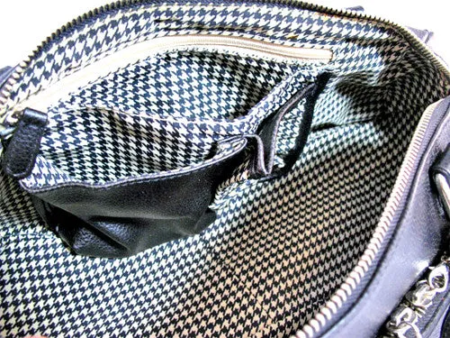 NEW Women RED or BLACK Tube Tubular HANDBAG PURSE Ladies BAG BAGS Gingham Lining