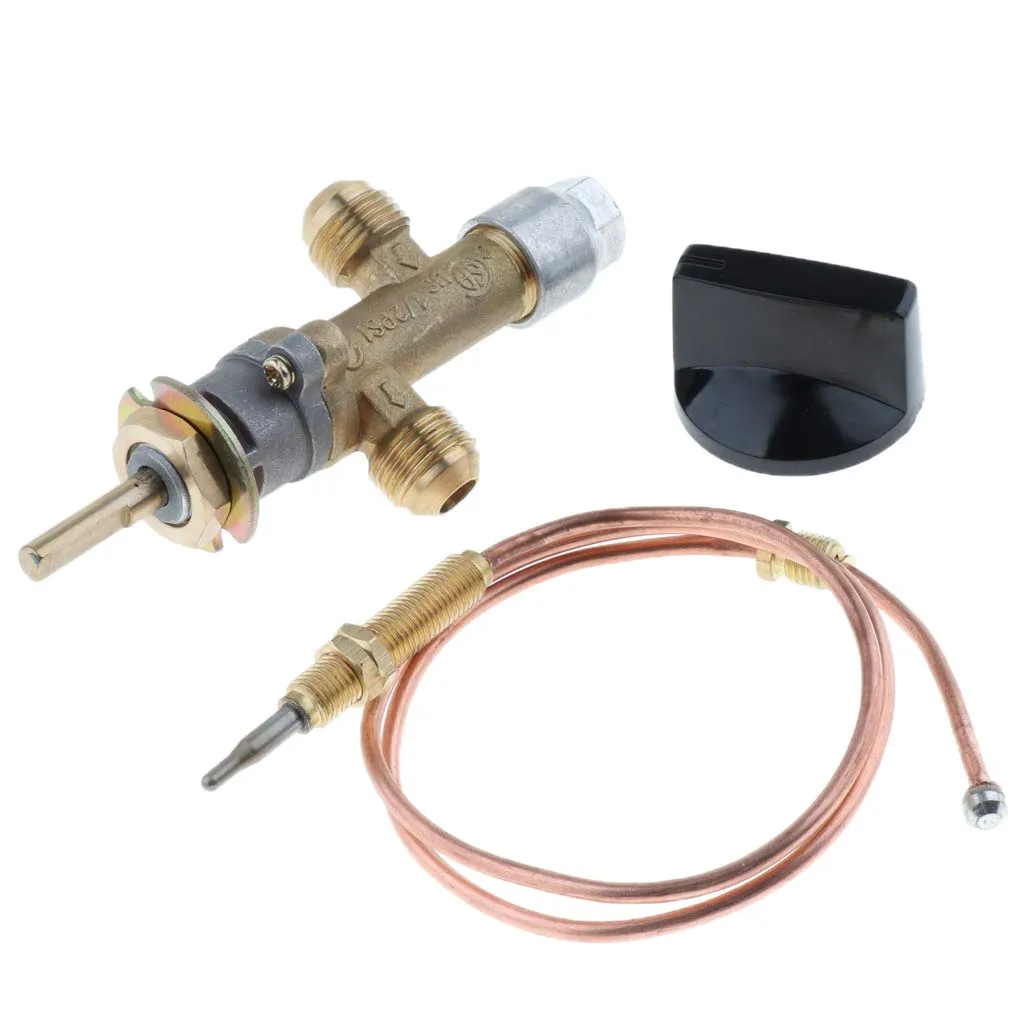 Perfk Gas Main Control Valve With Thermocouple & Knob, Suitable for Grill, Fire Pit, Fireplace, Furnace & Heater