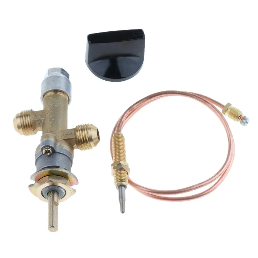 Perfk Gas Main Control Valve With Thermocouple & Knob, Suitable for Grill, Fire Pit, Fireplace, Furnace & Heater