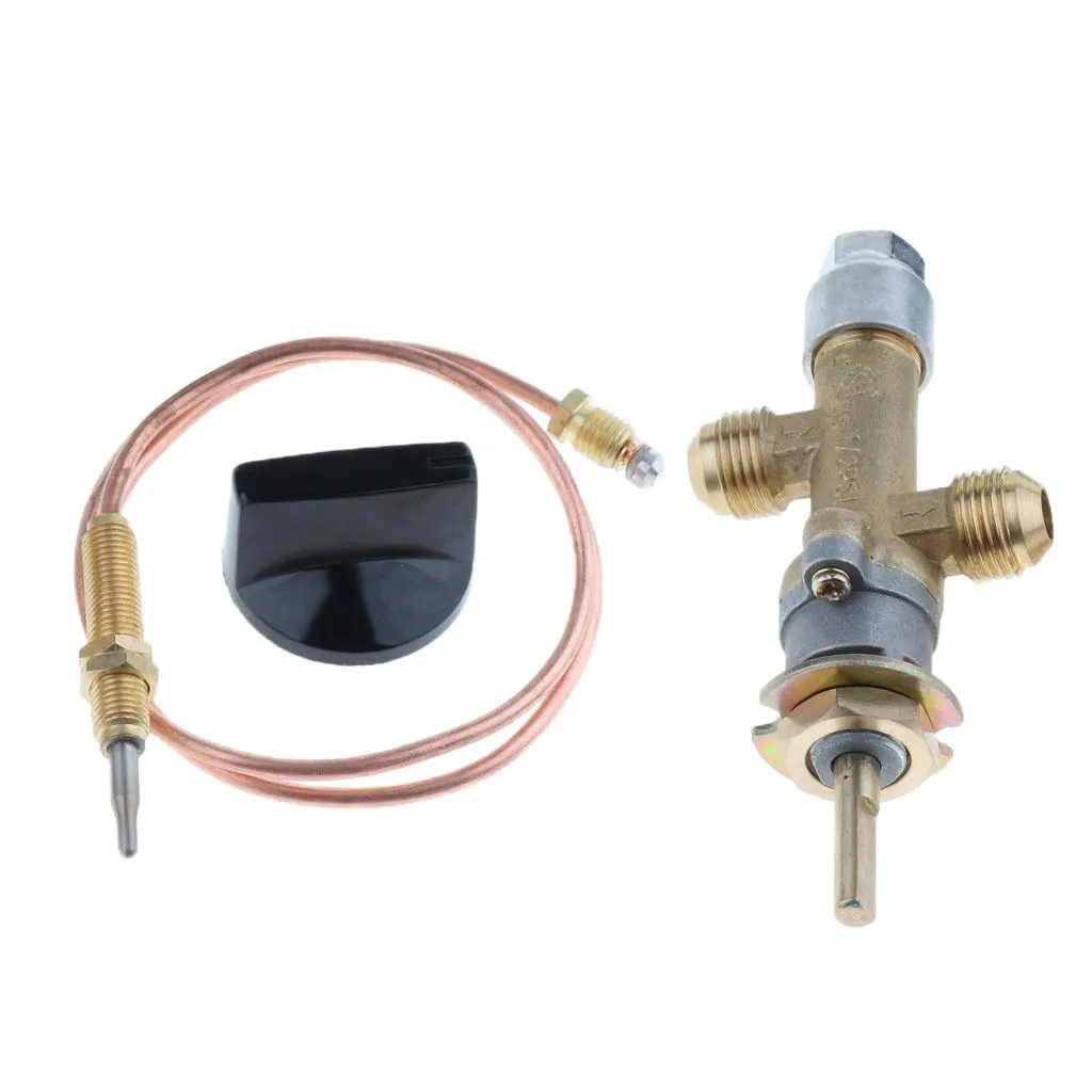 Perfk Gas Main Control Valve With Thermocouple & Knob, Suitable for Grill, Fire Pit, Fireplace, Furnace & Heater