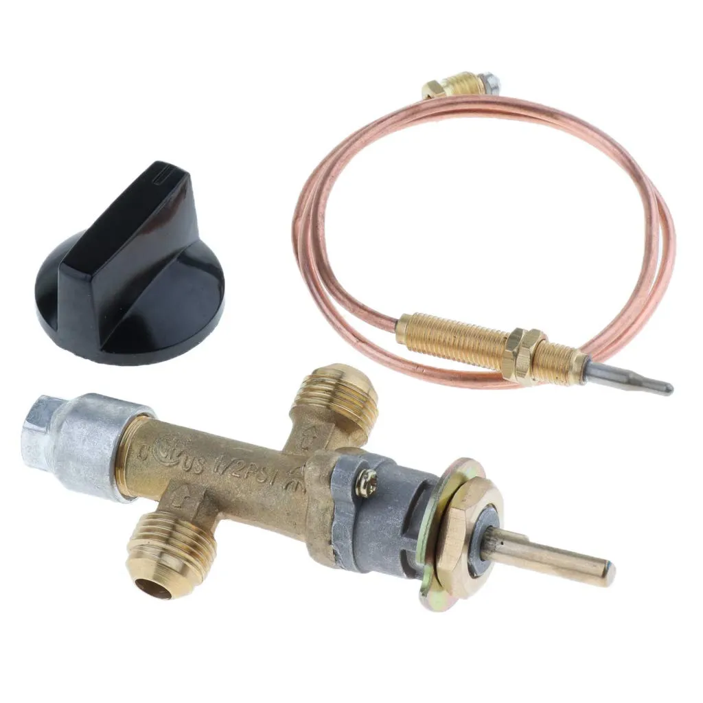 Perfk Gas Main Control Valve With Thermocouple & Knob, Suitable for Grill, Fire Pit, Fireplace, Furnace & Heater