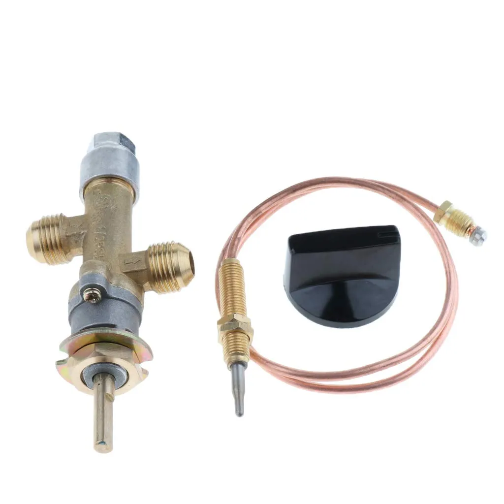 Perfk Gas Main Control Valve With Thermocouple & Knob, Suitable for Grill, Fire Pit, Fireplace, Furnace & Heater