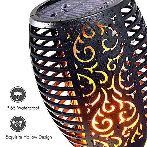 Poppin Kicks Flickering Flame Solar Torches Lights Waterproof Outdoor Landscape Decoration Lighting Dusk to Dawn Auto On/Off USB Charging Security Torch Light for Patio Driveway (4 Pack)
