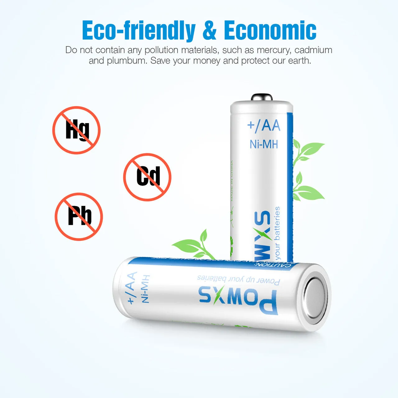 POWXS AA Ni-MH Rechargeable Batteries 2000mah