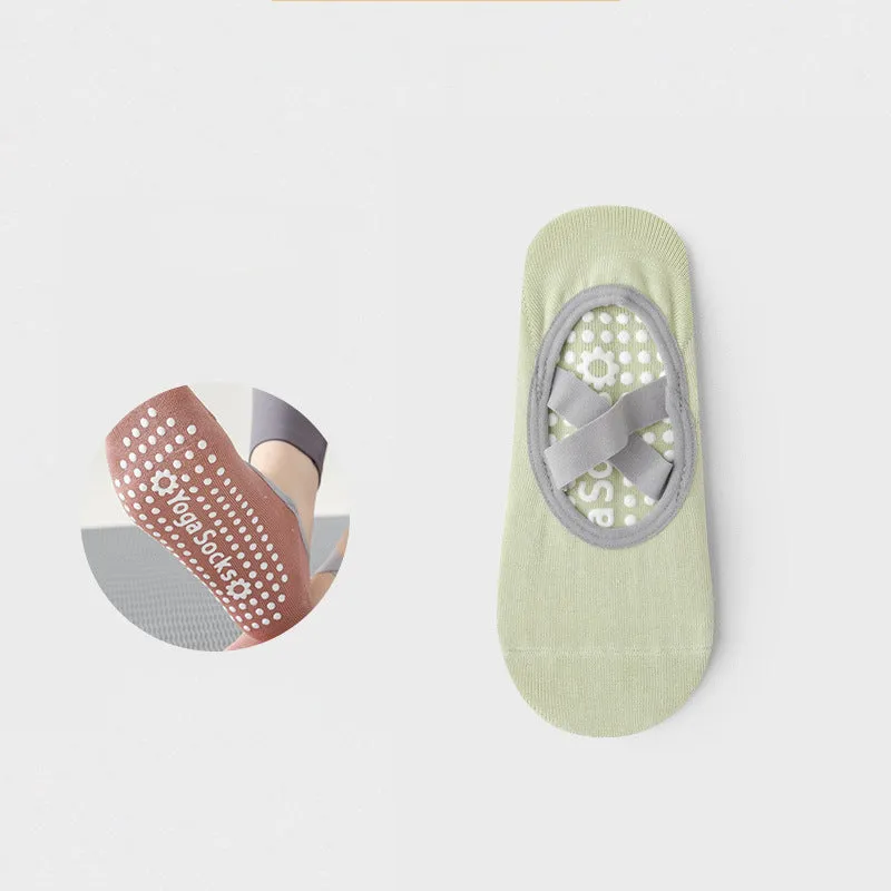 Professional Fitness Sports Anti-Skid Dispensing Instep Cross Strap Yoga Socks Dance Floor Socks