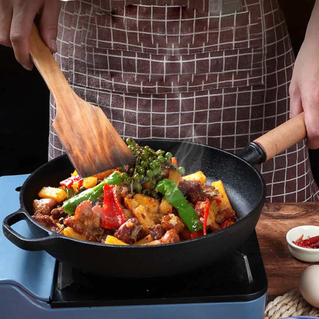 SOGA 25cm Round Cast Iron Frying Pan Skillet Steak Sizzle Platter with Helper Handle