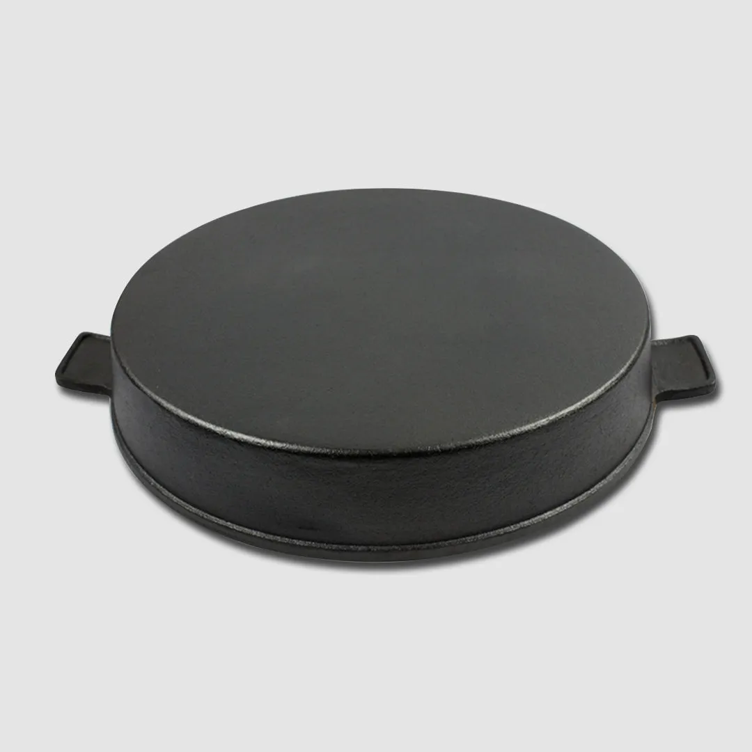 SOGA 26cm Round Ribbed Cast Iron Frying Pan Skillet Steak Sizzle Platter with Handle