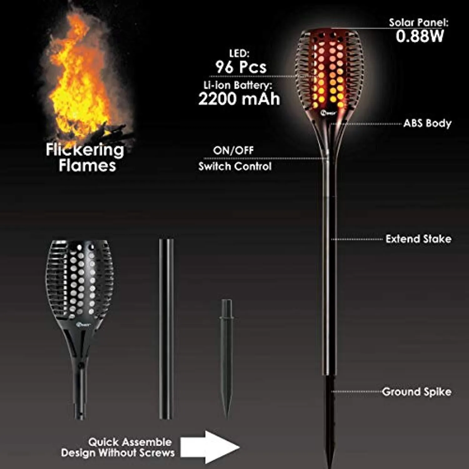 Solar Lights, Flicker Flames LED Torches Lights Outdoor Landscape Decoration Lighting Dusk to Dawn Auto On Off Decor Torch Light for Garden Patio Deck Yard Driveway, 4 Pack