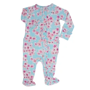 Sweet Bamboo Ruffle Footie Cherry Blossoms