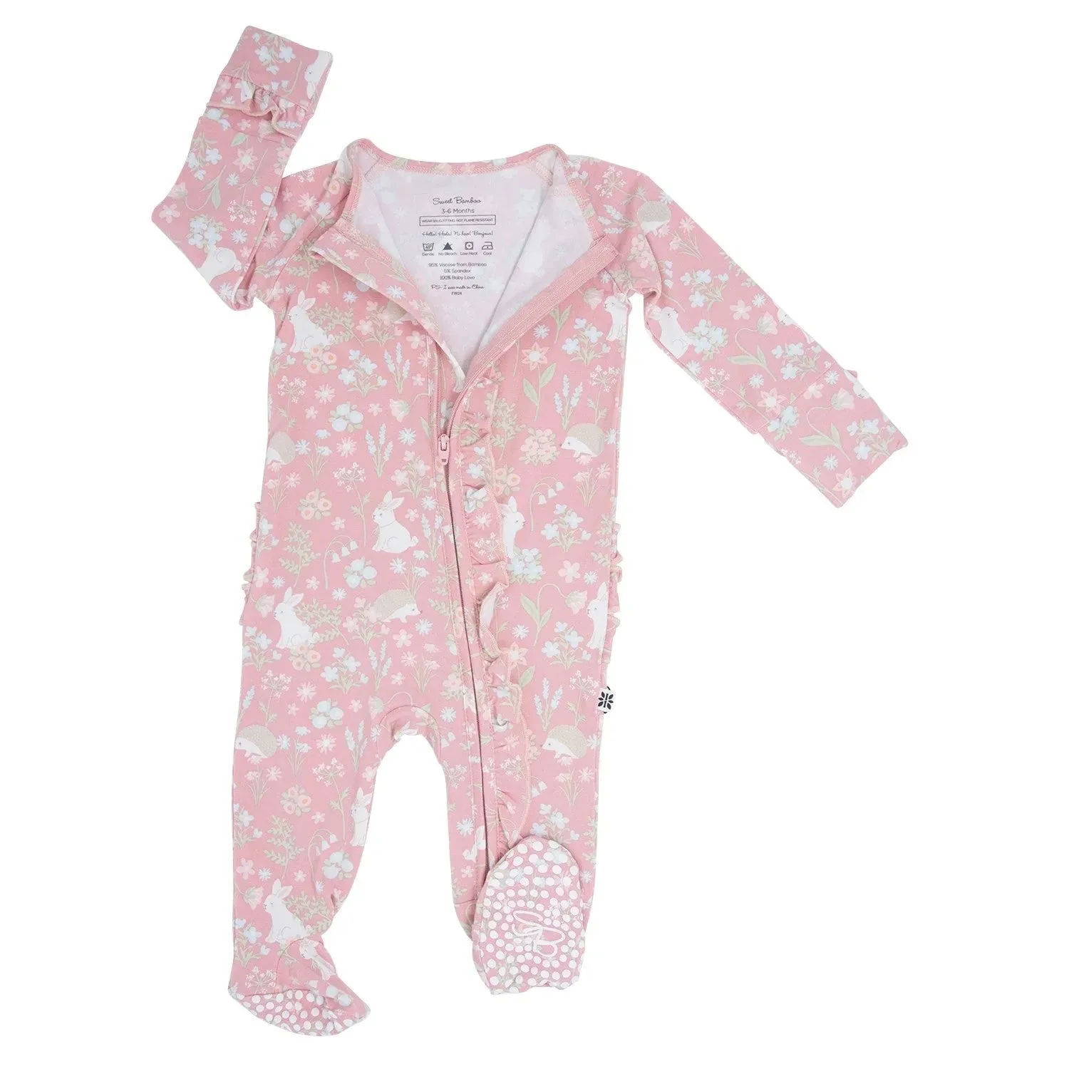 Sweet Bamboo Ruffle Footie Woodland Bunny