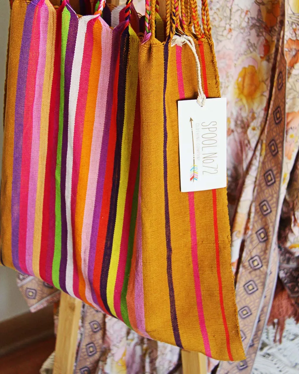 Vintage 70's Rainbow Tote
