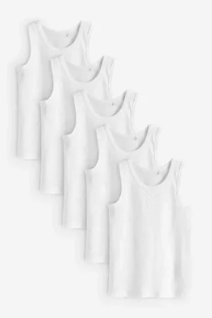 White Organic Cotton Vests 5 Pack